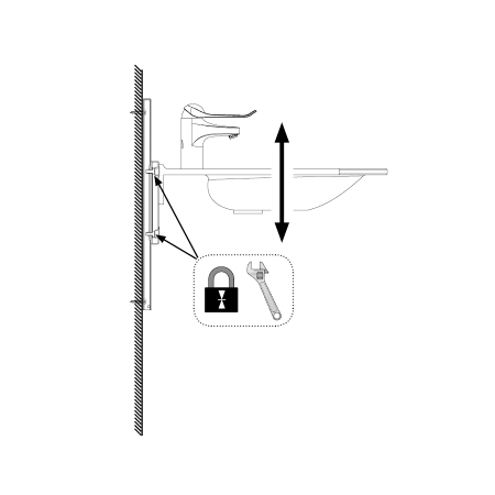 Dimensions - Manual height adjustable washbasin system - BASICLINE 403-01