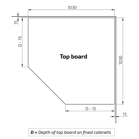 Dimensions - Kitchen Worktop Lift Baselift Corner 6311LA, 45°- 90°, floor-mounted
