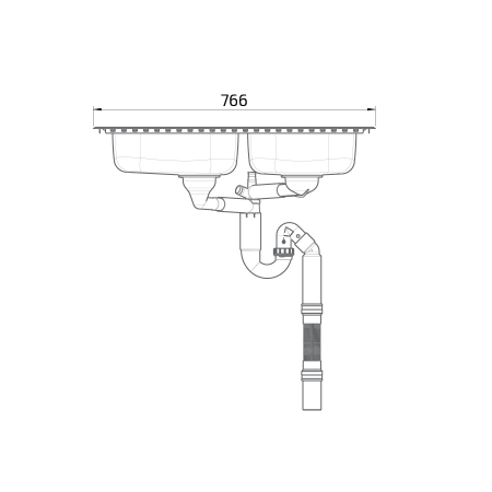 Dimensions - Wheelchair Accessible Inset Kitchen Sink Granberg ES30 - 76.6 cm